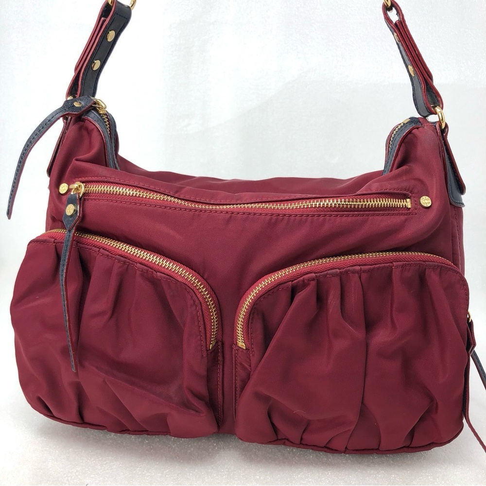 MZ WALLACE Shoulder Bag Wine Color Nylon & Leather